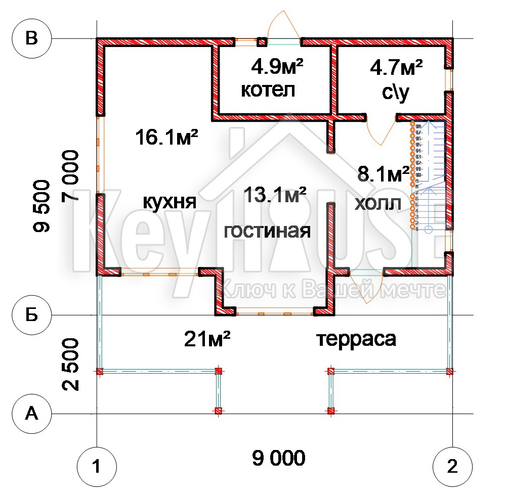 Каркасный дом КД № 76 7x9 под ключ в Санкт-Петербурге