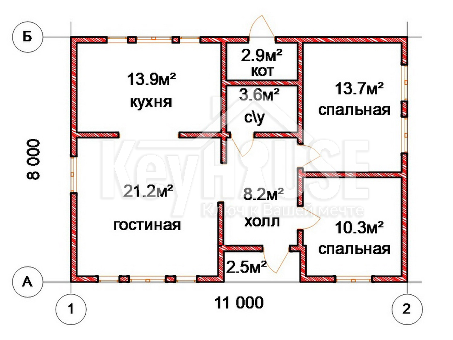 Каркасный дом КД № 83 8x11 под ключ в Санкт-Петербурге